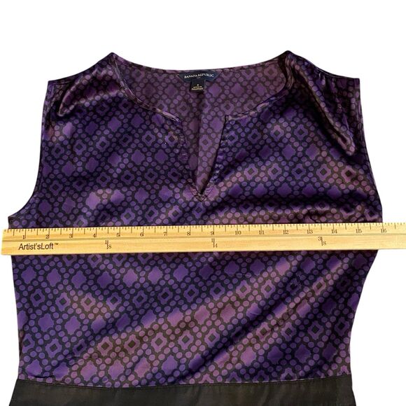 Banana Republic Factory Purple And Black Silky Lightweight Sleeveless Dress Sz 0 - Picture 10 of 12